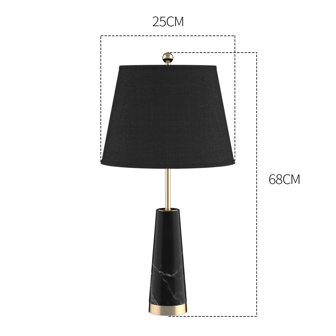 SOGA 68cm Black Marble Bedside Desk Table Lamp Living Room Shade with Cone Shape Base • LUZ-TableLampG68