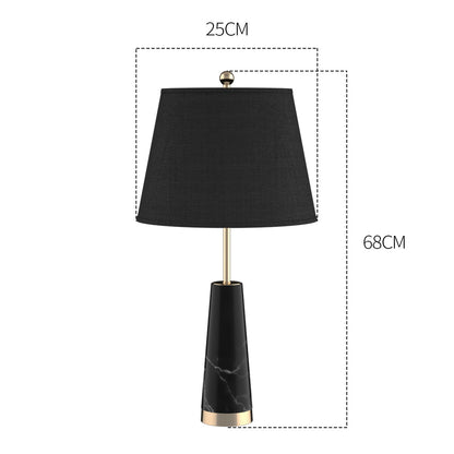 SOGA 68cm Black Marble Bedside Desk Table Lamp Living Room Shade with Cone Shape Base • LUZ-TableLampG68