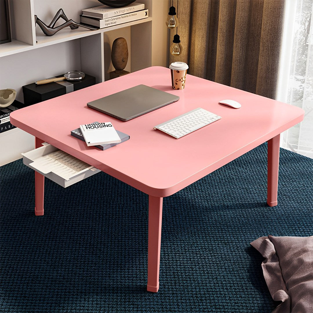 SOGA Pink Portable Floor Table Small Square Space-Saving Mini Desk Home Decor • LUZ-FloorTable504