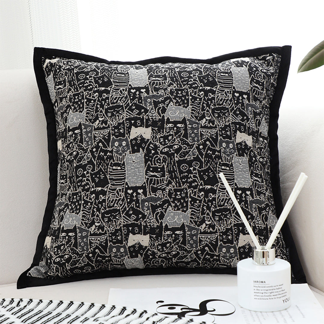 SOGA 2X 45cm Throw Pillow Black Cat Paradise Wide Border Decorative Cushion for Living Room • LUZ-FrenchCushion293X2