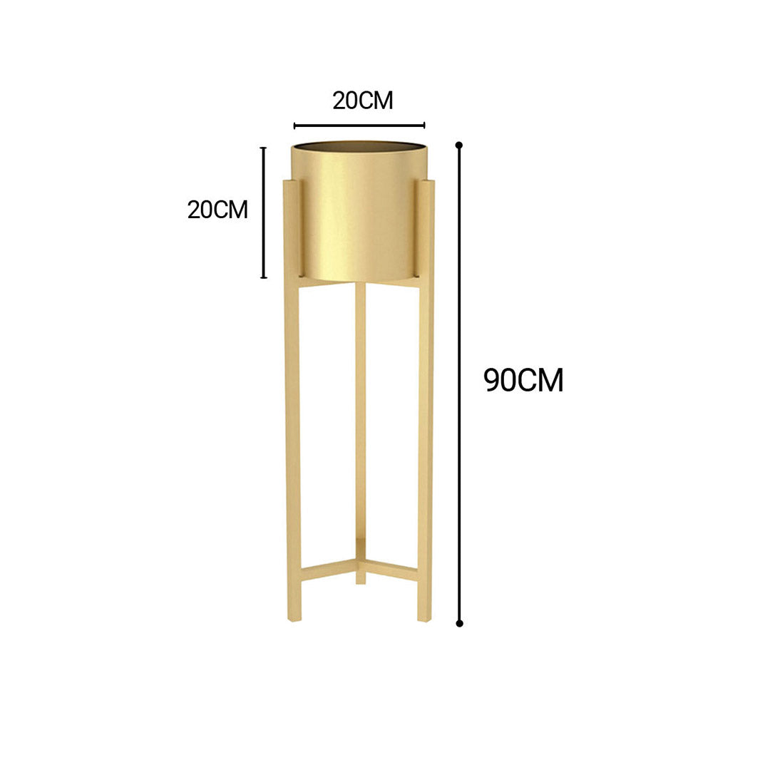 SOGA 90cm Gold Metal Plant Stand with Flower Pot Holder Corner Shelving Rack Indoor Display • LUZ-FPotH77GLD