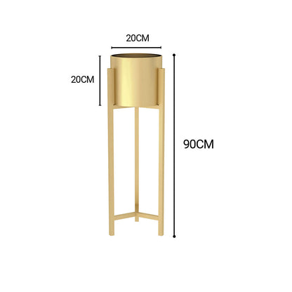 SOGA 90cm Gold Metal Plant Stand with Flower Pot Holder Corner Shelving Rack Indoor Display • LUZ-FPotH77GLD