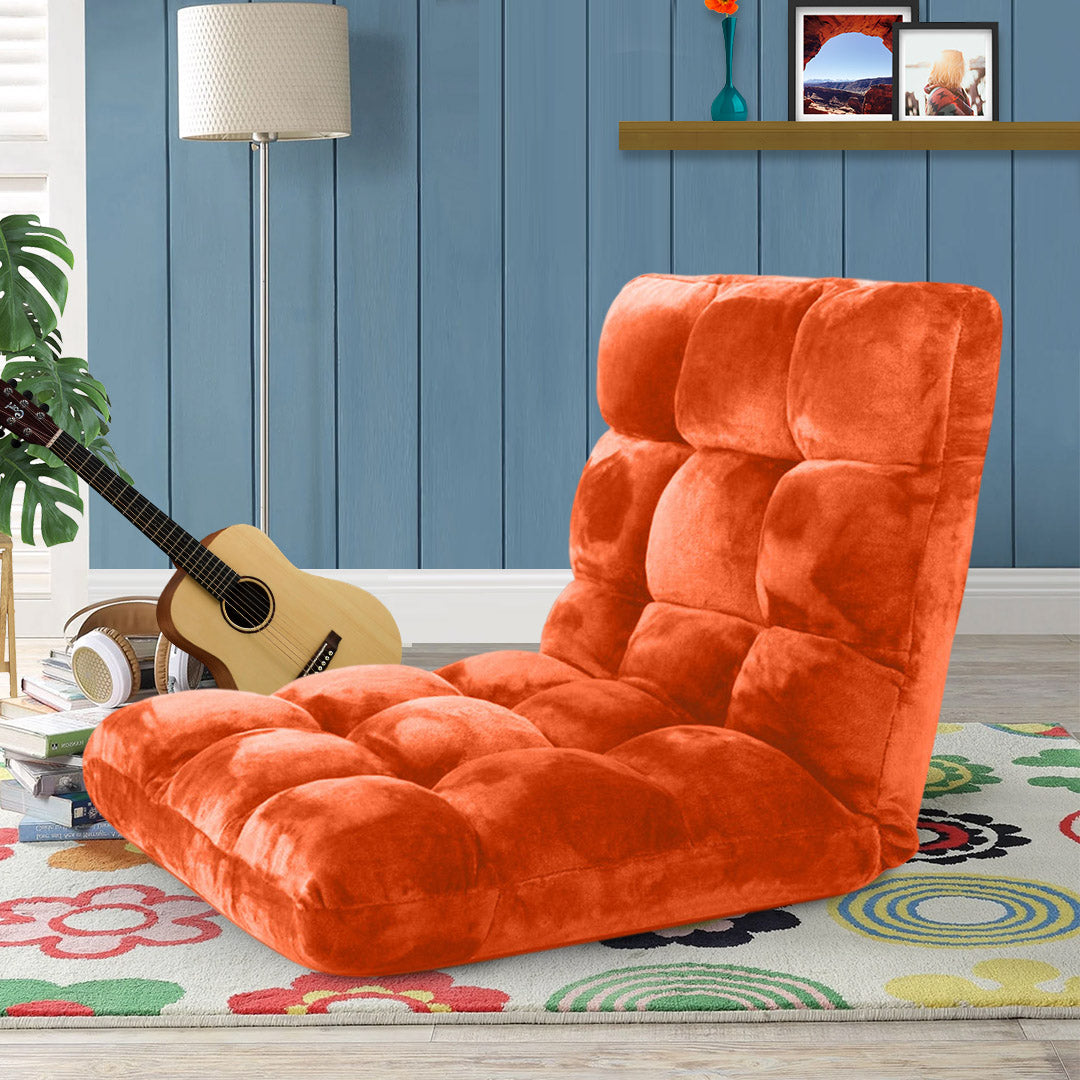SOGA Floor Recliner Folding Lounge Sofa Futon Couch Folding Chair Cushion Orange • LUZ-LoungeChairOrange
