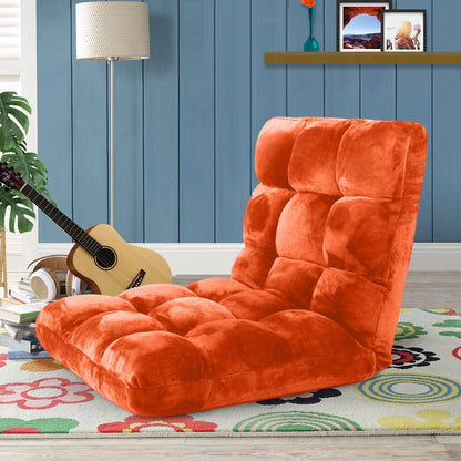 SOGA Floor Recliner Folding Lounge Sofa Futon Couch Folding Chair Cushion Orange • LUZ-LoungeChairOrange