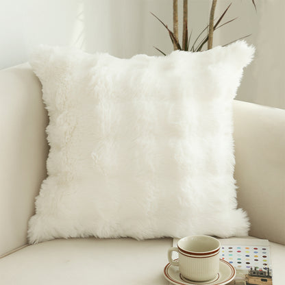 SOGA 2X 50cm Throw Pillow White Rabbit Fur Cushion Luxurious Soft Decorative Square Pillow for Living Room LUZ-FrenchCushion301X2