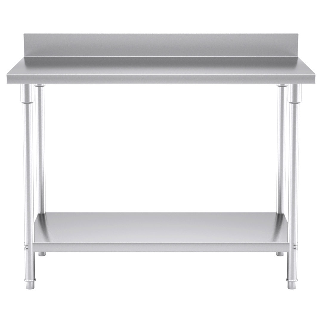 SOGA Commercial Catering Kitchen Stainless Steel Prep Work Bench Table with Back-splash 120*70*85cm • LUZ-WorkBenchSS2003120CM