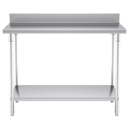 SOGA Commercial Catering Kitchen Stainless Steel Prep Work Bench Table with Back-splash 120*70*85cm • LUZ-WorkBenchSS2003120CM