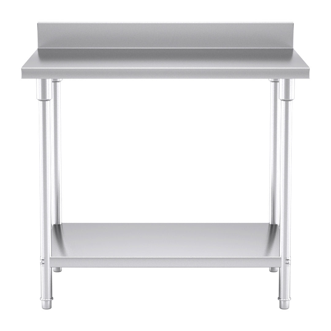 SOGA Commercial Catering Kitchen Stainless Steel Prep Work Bench Table with Back-splash 100*70*85cm • LUZ-WorkBenchSS2002100CM