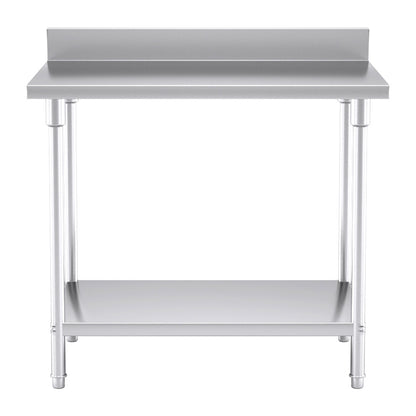 SOGA Commercial Catering Kitchen Stainless Steel Prep Work Bench Table with Back-splash 100*70*85cm • LUZ-WorkBenchSS2002100CM