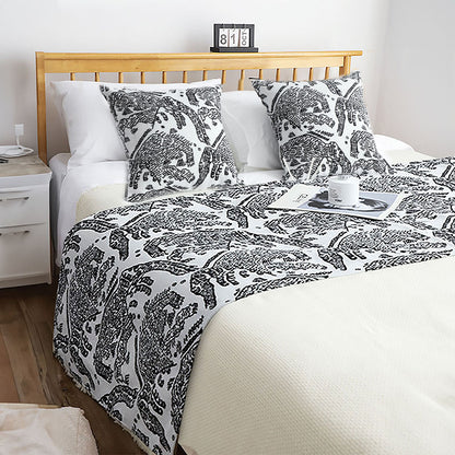 SOGA 1.5m Light Black Luxury Mottled Bed Vintage Scarf Runner Bedding Tail Pad Flag For Home Hotel Set of 3 • LUZ-BedFlagS82