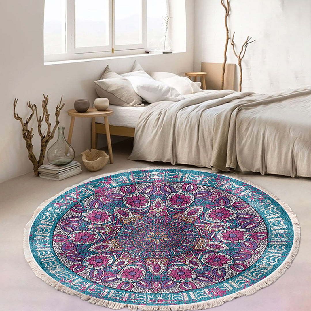 SOGA 2X 120cm Mandala Area Rug for Living Room Lounge, Bedroom, Anti-slip Doormat, Home Decor • LUZ-CarpetYH02LgeX2