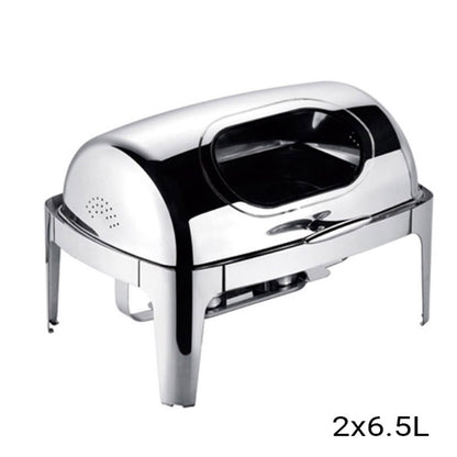 SOGA 6.5L Stainless Steel Double Soup Tureen Bowl Station Roll Top Buffet Chafing Dish Catering Chafer Food Warmer Server • LUZ-ChafingDishV4A2