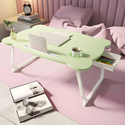 SOGA Green Portable Bed Table Adjustable Folding Mini Desk With Mini Drawer and Cup-Holder Home Decor • LUZ-BedTableM668