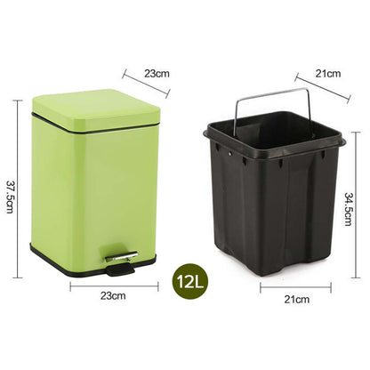 SOGA Foot Pedal Stainless Steel Rubbish Recycling Garbage Waste Trash Bin Square 12L Green • LUZ-RubbishBinSquare12LGreen