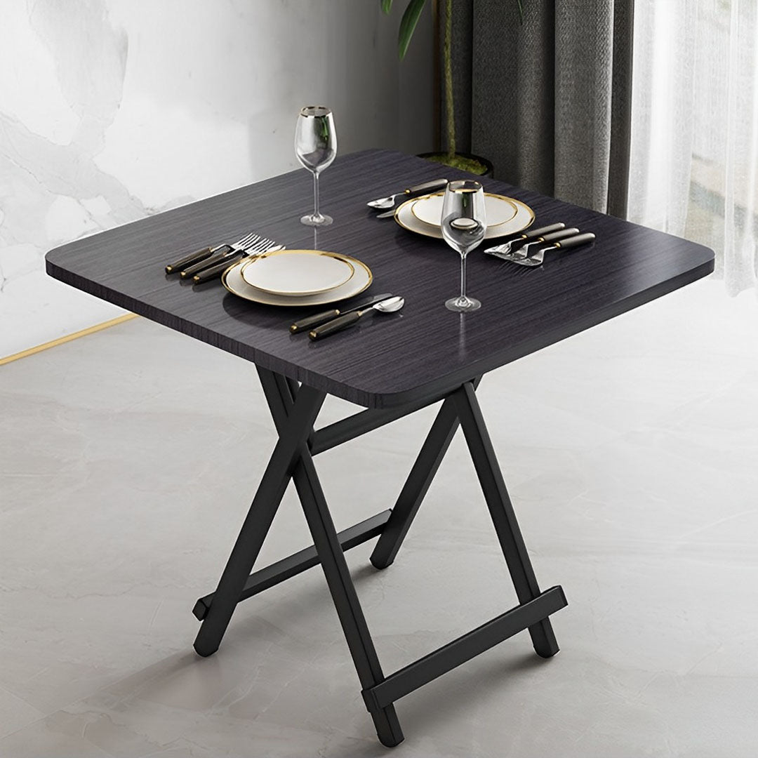SOGA 2X Black Dining Table Portable Square Surface Space Saving Folding Desk Home Decor • LUZ-Table1206TallX2