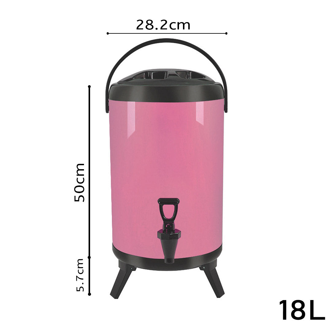 SOGA 18L Stainless Steel Insulated Milk Tea Barrel Hot and Cold Beverage Dispenser Container with Faucet Pink • LUZ-VICDispenser18LPNK