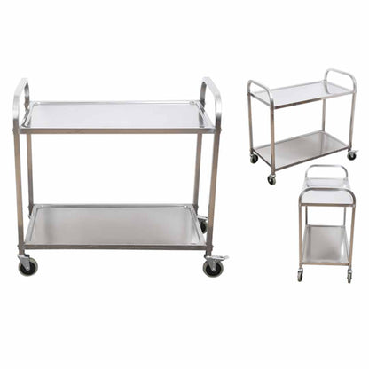 SOGA 2 Tier 95x50x95cm Stainless Steel Kitchen Dining Food Cart Trolley Utility Large • LUZ-FoodCart1004