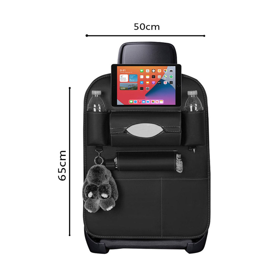 SOGA 2X  PVC Leather Car Back Seat Storage Bag Multi-Pocket Organizer Backseat and iPad Mini Holder Black • LUZ-CarStorage1SeatBagBLKX2