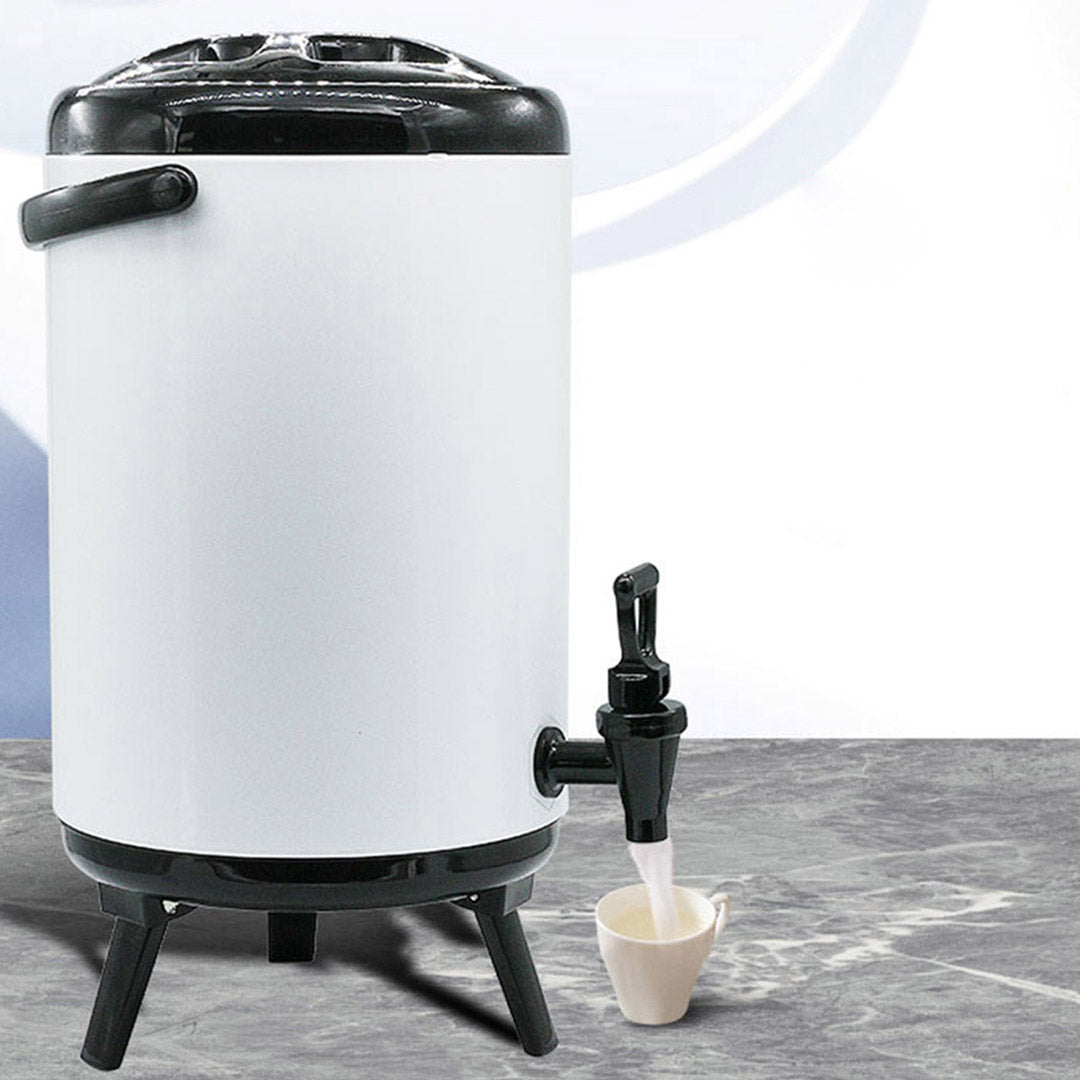 SOGA 2X 8L Stainless Steel Insulated Milk Tea Barrel Hot and Cold Beverage Dispenser Container with Faucet White • LUZ-VICDispenser8LWHTX2