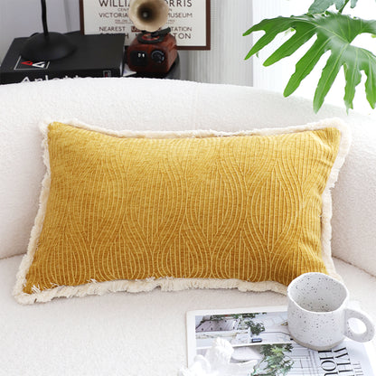 SOGA 35cm Throw Pillow Turmeric Yellow Aesthetic Chenille Texture for Home Decor • LUZ-FrenchCushion314