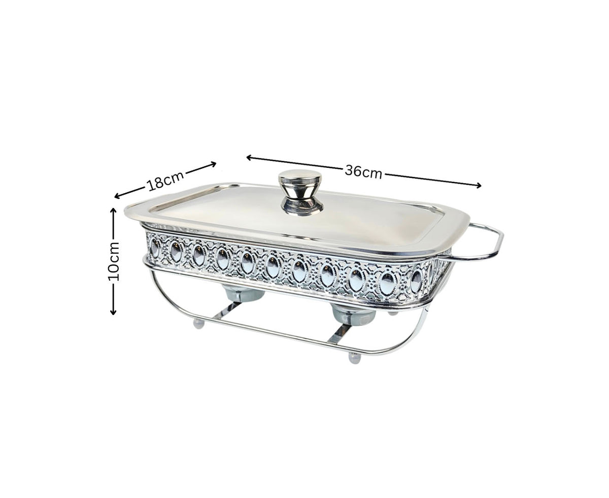 Soga 1.5L Lace Edge Dining Stove Silver Color Portable Dining Cooking Appliance for Kitchen Essential • LUZ-ChafingDish6V17