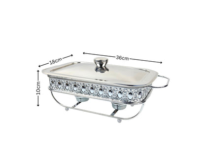 Soga 1.5L Lace Edge Dining Stove Silver Color Portable Dining Cooking Appliance for Kitchen Essential • LUZ-ChafingDish6V17