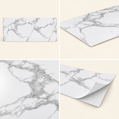 SOGA Peel & Stick Floor and Wall Tiles 30 x 60cm 10 Pack White Grey Faux Marble • LUZ-TileCZA054Med