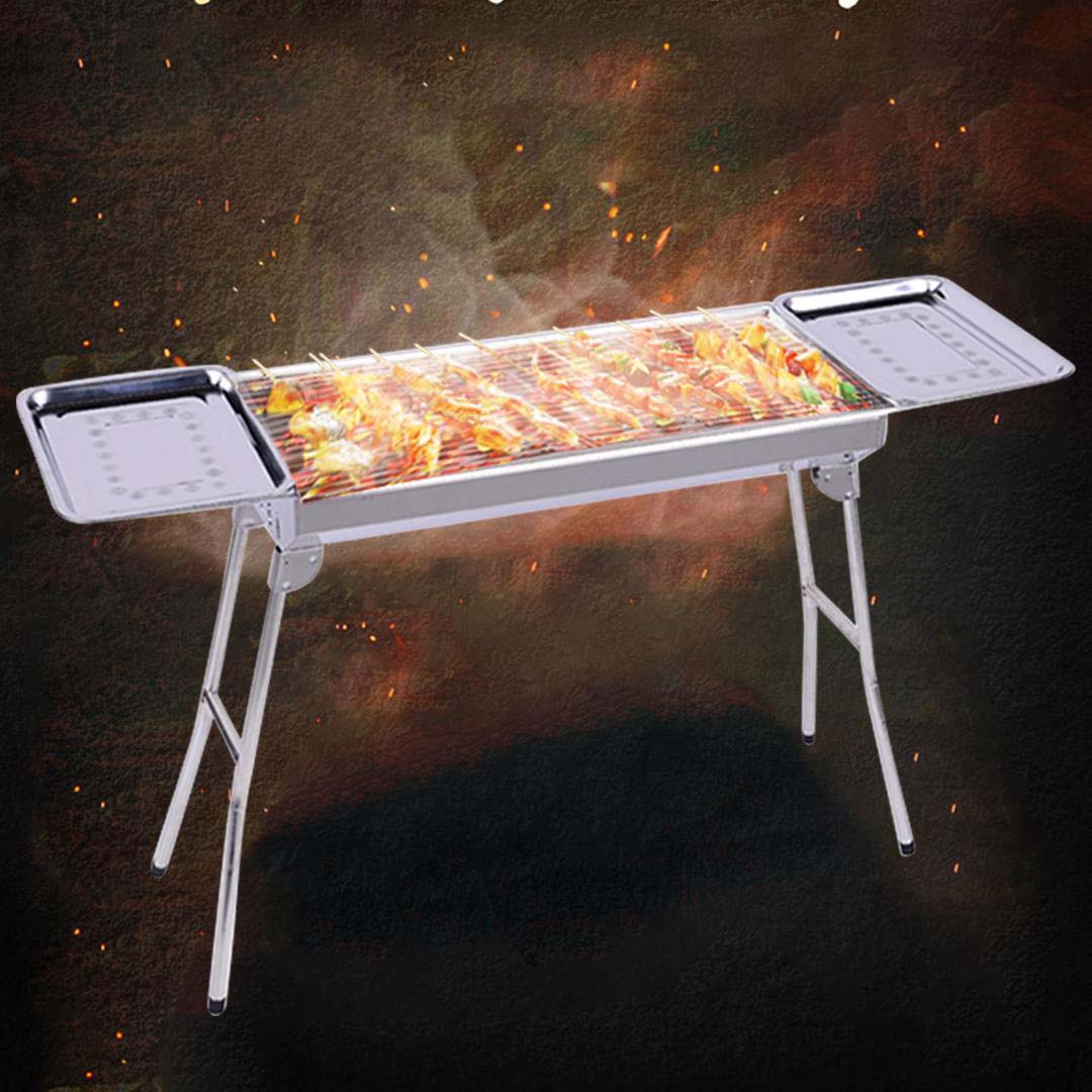 SOGA Skewers Grill with Side Tray Portable Stainless Steel Charcoal BBQ Outdoor 6-8 Persons • LUZ-SkewerCharcoalGrillwithPlate