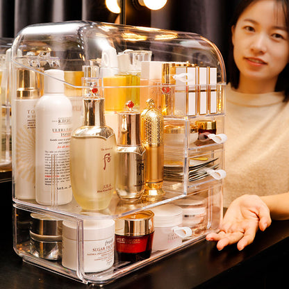 SOGA Transparent Cosmetic Storage Box Clear Makeup Skincare Holder with Lid Drawers Waterproof  Dustproof Organiser • LUZ-BathC107