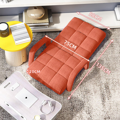 SOGA 2X Foldable Lounge Cushion Adjustable Floor Lazy Recliner Chair with Armrest Orange • LUZ-LoungeArmOrangeX2