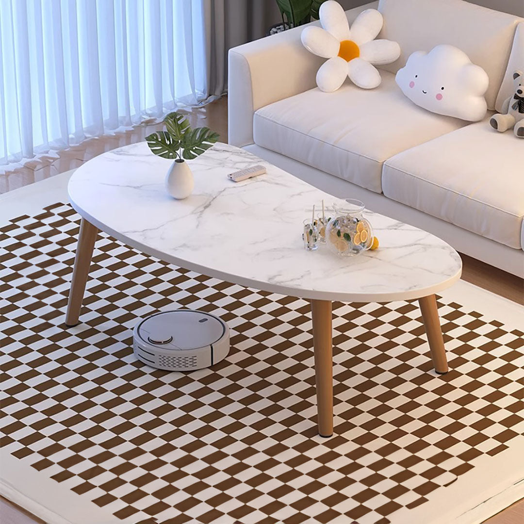 SOGA 2X 80x40cm White Stone Pattern Living Room Nordic  Coffee Table Modern Style • LUZ-TableTea12X2