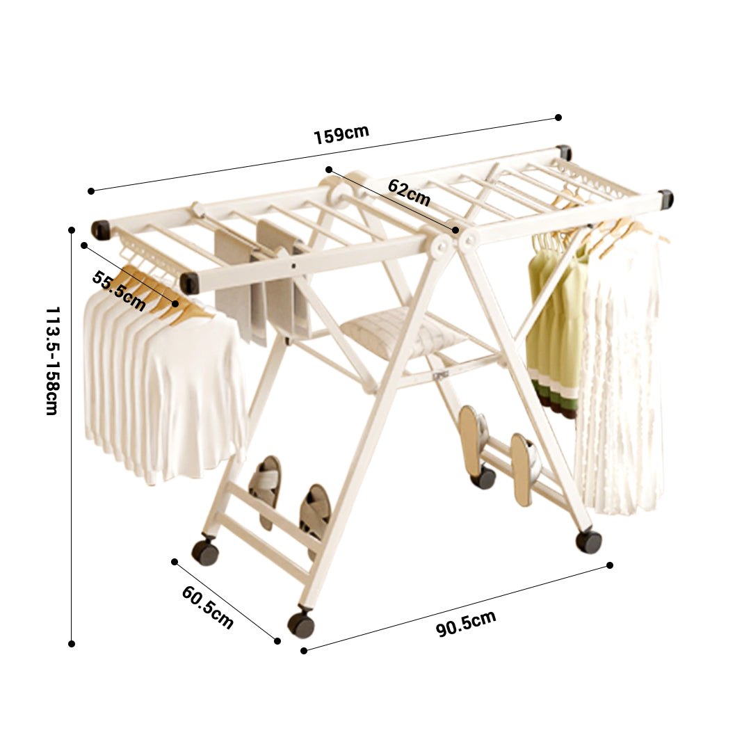 SOGA 140cm Portable Wing Shape Clothes Drying Rack Foldable Space-Saving Laundry Holder • LUZ-BSYXYJ14011