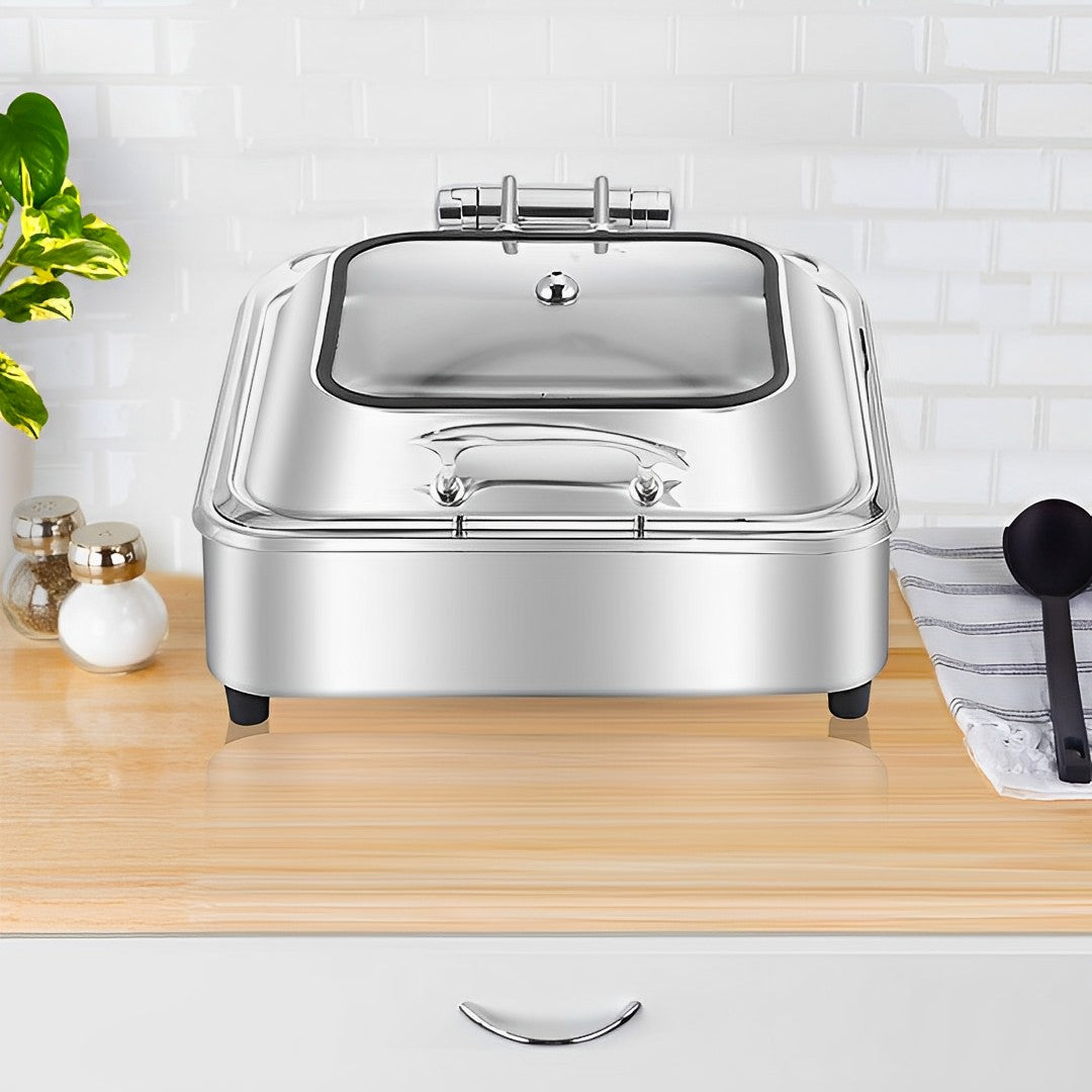 SOGA 2X Stainless Steel Square Chafing Dish Tray Buffet Cater Food Warmer Chafer with Top Lid • LUZ-ChafingDish2104X2