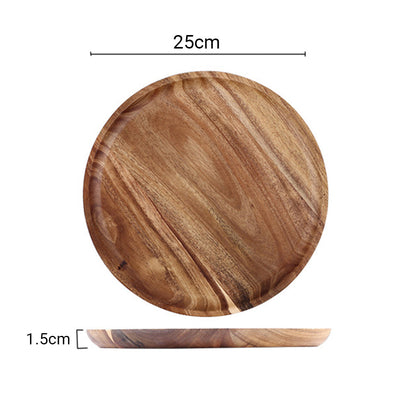 SOGA 25cm Brown Round Wooden Centerpiece Serving Tray Board Home Decor • LUZ-WodE591