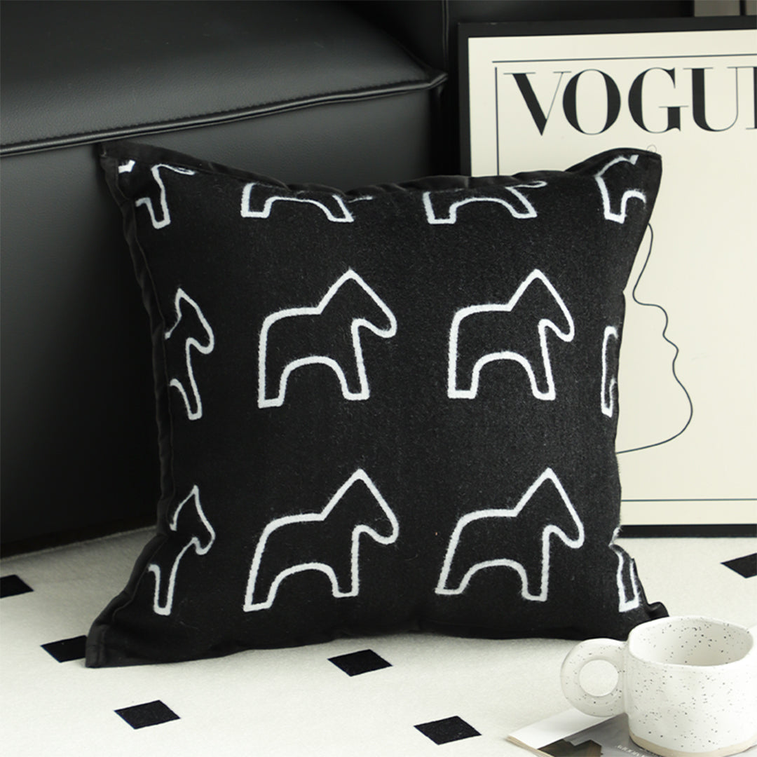 SOGA 45cm Throw Pillow Black Teddy Fleece Square Pony Design Decorative Cushion for Living Room • LUZ-FrenchCushion292