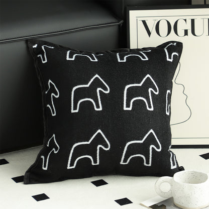 SOGA 45cm Throw Pillow Black Teddy Fleece Square Pony Design Decorative Cushion for Living Room • LUZ-FrenchCushion292