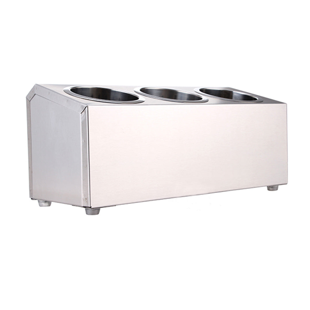 SOGA 2X 18/10 Stainless Steel Commercial Conical Utensils Cutlery Holder with 3 Holes • LUZ-CutleryHolder4601X2