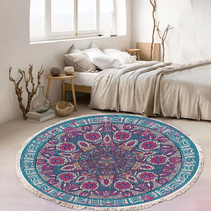 SOGA 120cm Mandala Area Rug for Living Room Lounge, Bedroom, Anti-slip Doormat, Home Decor • LUZ-CarpetYH02Lge