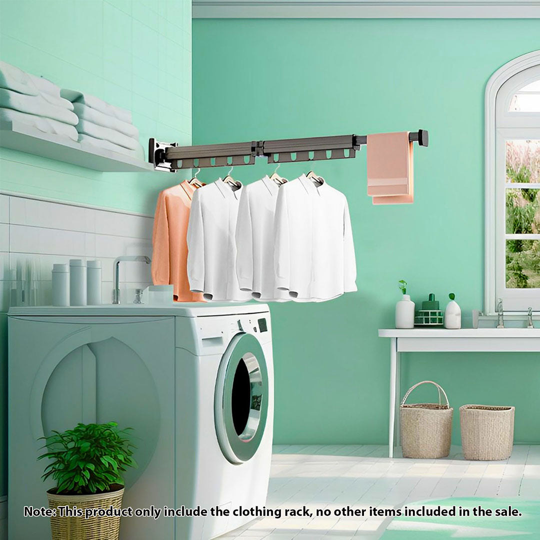 SOGA 127.5cm Wall-Mounted Clothing Dry Rack Retractable Space-Saving Foldable Hanger • LUZ-BSGKZD03
