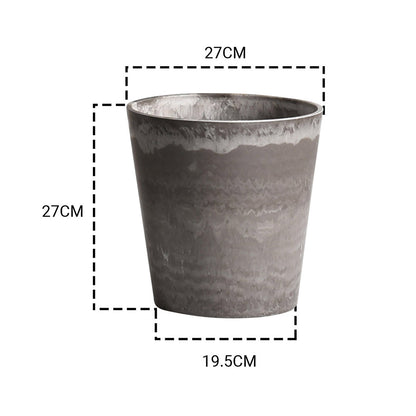 SOGA 27cm Rock Grey Round Resin Plant Flower Pot in Cement Pattern Planter Cachepot for Indoor Home Office • LUZ-FPotE2776