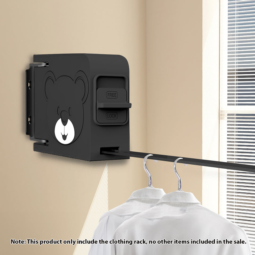 SOGA 2X 160mm Wall-Mounted Clothes Line Dry Rack Retractable Space-Saving Foldable Hanger Black • LUZ-BSLY06X2