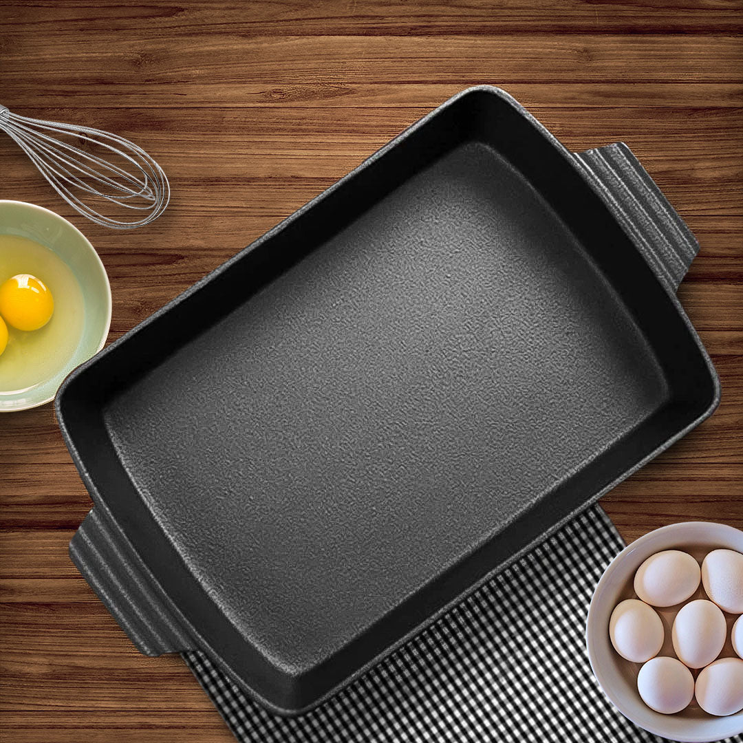 SOGA 33cm Cast Iron Rectangle Bread Cake Baking Dish Lasagna Roasting Pan • LUZ-ZPaiA10