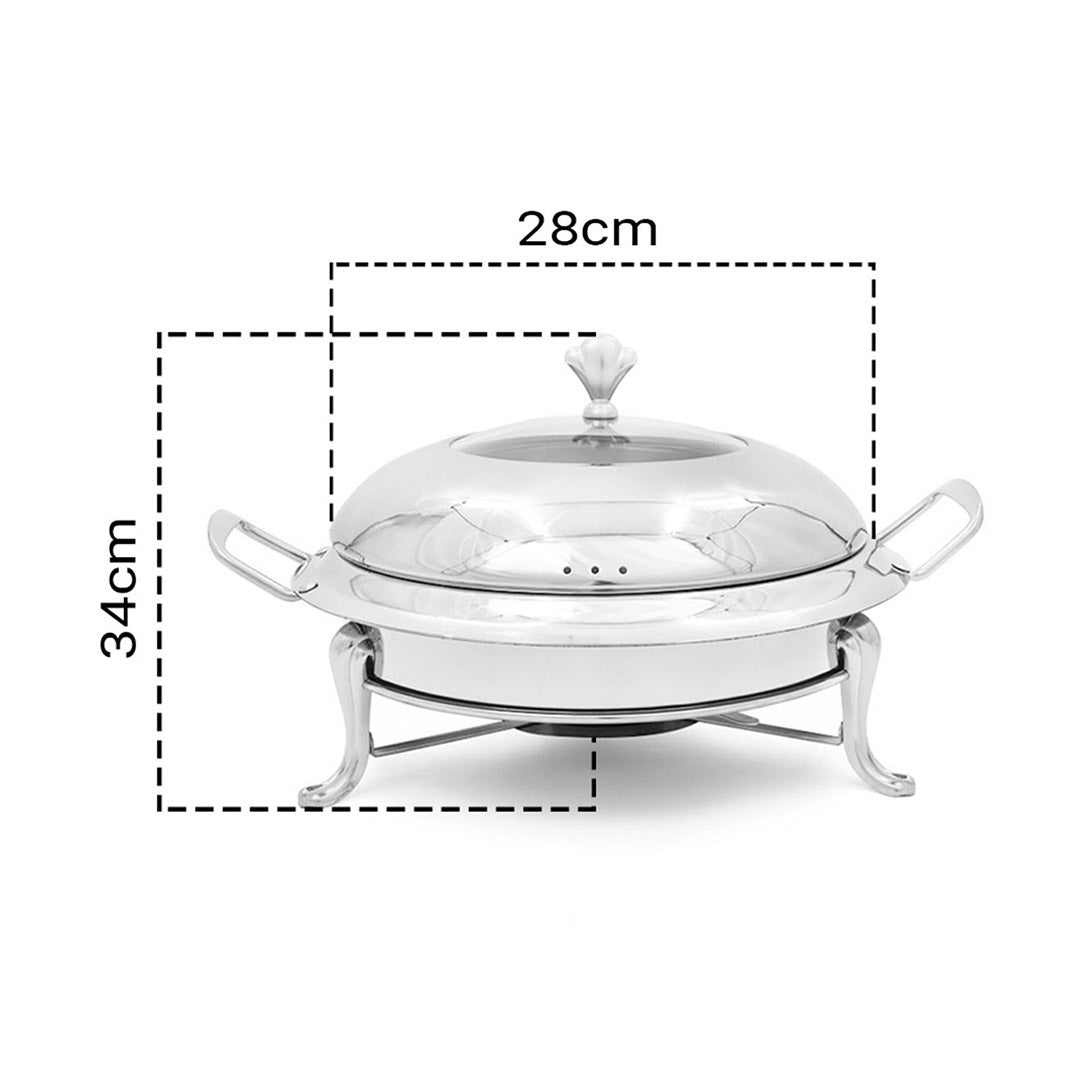 SOGA 4X Stainless Steel Round Buffet Chafing Dish Cater Food Warmer Chafer with Glass Top Lid • LUZ-ChafingDishSoupSilverX4