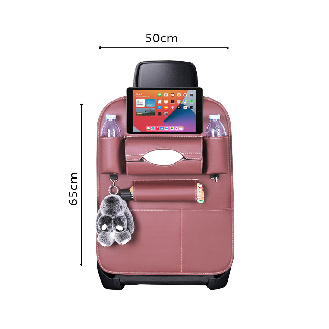 SOGA PVC Leather Car Back Seat Storage Bag Multi-Pocket Organizer Backseat and iPad Mini Holder Coffee • LUZ-CarStorage1SeatBagCOF