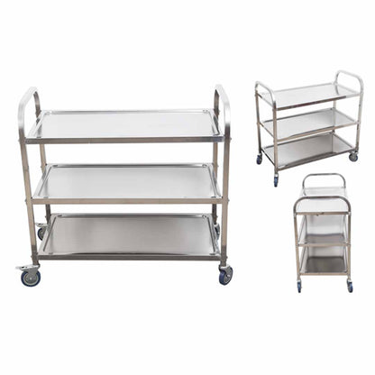SOGA 3 Tier 81x46x85cm Stainless Steel Kitchen Dinning Food Cart Trolley Utility Round Small • LUZ-FoodCart1102