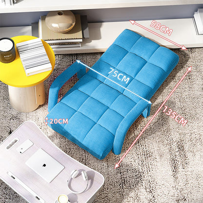 SOGA  Foldable Lounge Cushion Adjustable Floor Lazy Recliner Chair with Armrest Blue • LUZ-LoungeArmBlue