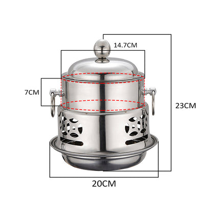 SOGA 2X Stainless Steel Mini Asian Buffet Hot Pot Single Person Shabu Alcohol Stove Burner with Lid • LUZ-ChafingDishHotPot4X2