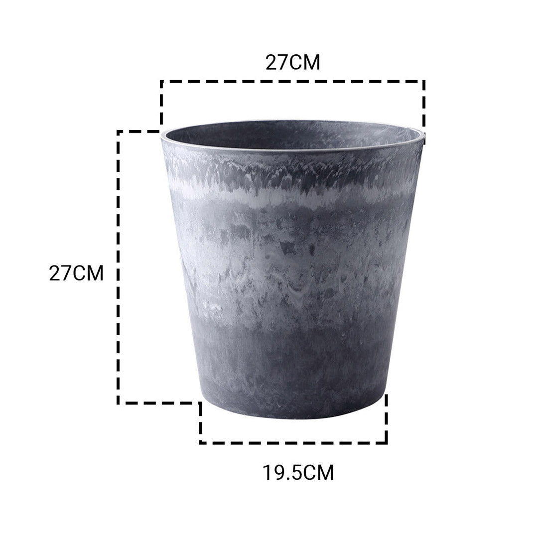 SOGA 2X 27cm Weathered Grey Round Resin Plant Flower Pot in Cement Pattern Planter Cachepot for Indoor Home Office • LUZ-FPotE2765X2