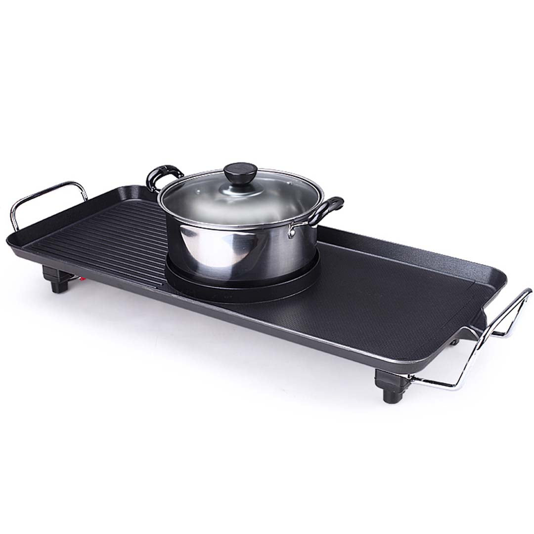 SOGA Electric Steamboat Asian Hot Pot Soup Maker Fondue Teppanyaki Hotpot Grill • LUZ-KoreanBBQPlate68CMWithPot