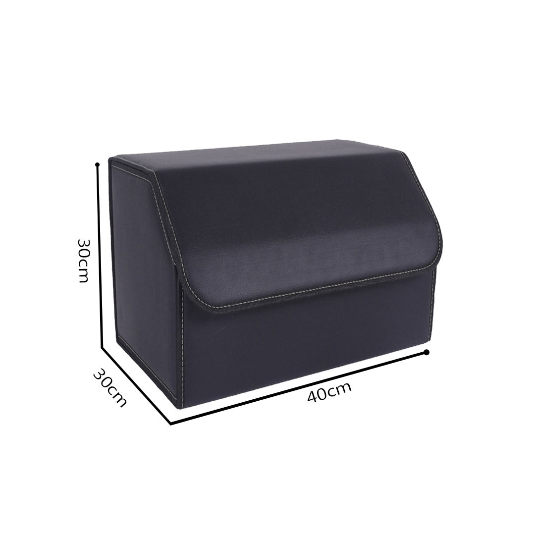SOGA Leather Car Boot Collapsible Foldable Trunk Cargo Organizer Portable Storage Box Black Medium • LUZ-StorageBLKMed